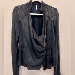 Free People Quilted Moto Sweater